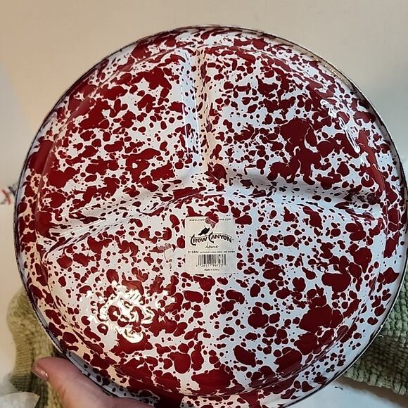 New RED Crow Canyon Enamelware Marble Sectional Camp Plate 10.5 Inch 3 Sections - Picture 5 of 6